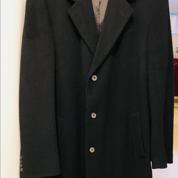 Macy’s -  Men’s Alfani Black Wool Coat. Size L. - Picture 2 of 8